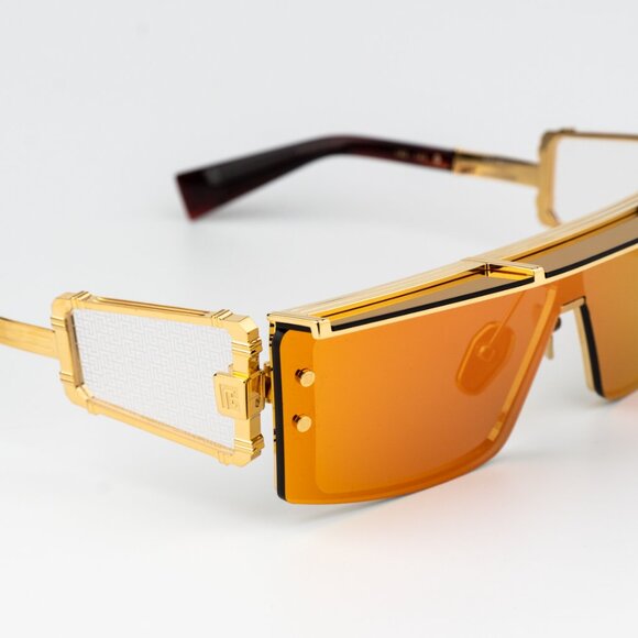 Balmain Men Sunglasses Gold Red Mirror Shield WONDER BOY - III BPS-127C-145 - Picture 9 of 11